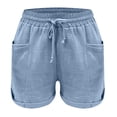 thumbnail image 4 of Timegard Womens Lounge Shorts Cotton Linen Elastic Waisted Drawstring Summer Loose Shorts with Pockets, 4 of 5