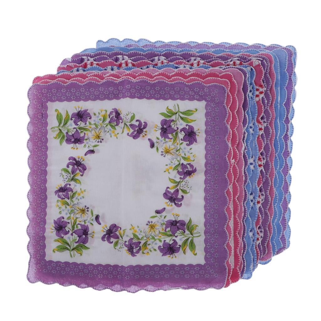 15 Pcs Mouchoirs en Coton Assortis à Motif Floral Mouchoirs en Vrac