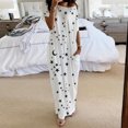 thumbnail image 2 of Kcodviy Robe de Nuit Quotidienne à Manches Courtes pour Femmes Petite Femmes Imprimé Étoiles Décontractée Chemises de Nuit Inclinées Épaule Maxi Robe de Sommeil, 2 of 6