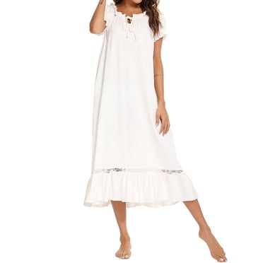 Birdeem Long Nightgowns for Women Women Fashionable Solid Color Casual and Comfortable Short Sleeved Pajamas and Home Clothing