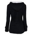 thumbnail image 4 of Fiogavroetic Women Color Horn Buttons Cardigan Padded Hooded Coat Jacket Overcoat, 4 of 4