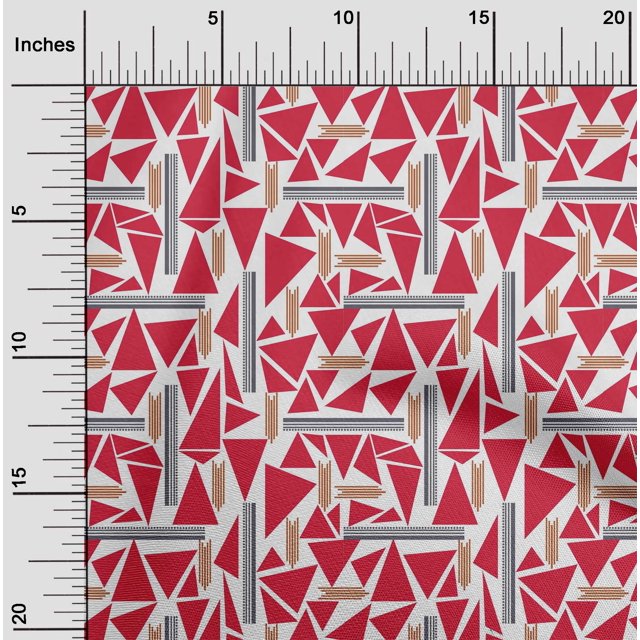 oneOone Cotton Poplin Fabric Triangle & Line Geometric Fabric Prints By Yard 42 Inch Wide