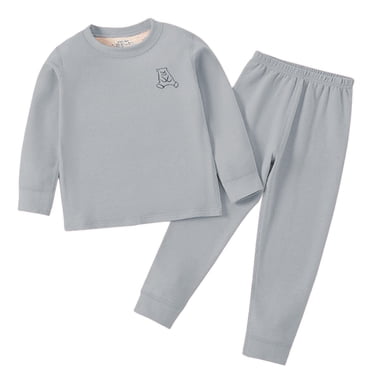 Zwiiyzr 1-12 Years Kids Baby Thermal Underwear Long Johns for Boys Girls Base Layer Toddler Thermal Set Ultra Soft Grey
