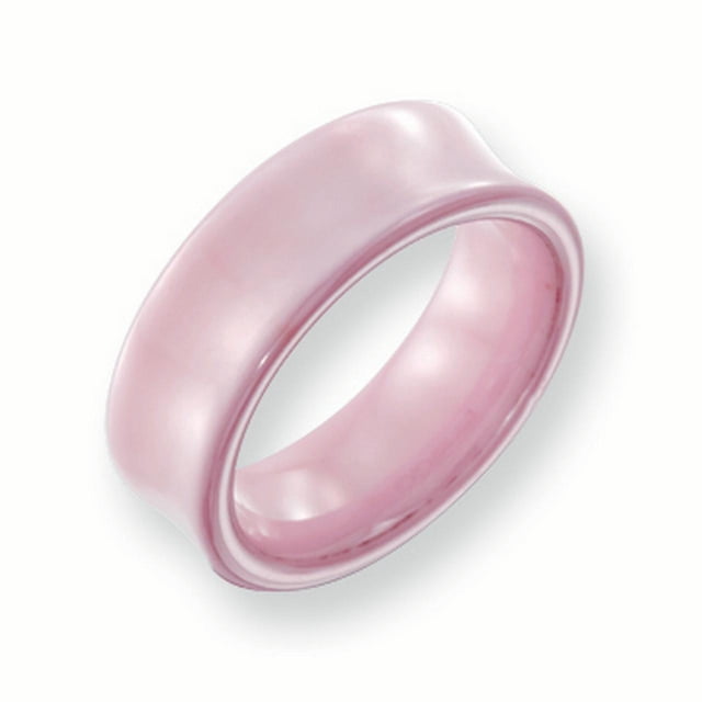 Bande Concave Céramique Rose 7mm Poli Taille 6.5