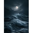 thumbnail image 1 of Qisvanset Moonlit Sea Wave Canvas Print 12x16 Inch Coastal Hotel Decor, 1 of 8