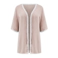 thumbnail image 5 of Timegard Womens Cardigan Plus Size Lace 1/2 Sleeve Open Front Tops Blouses Fall Lightweight Comfy Jacket, 5 of 5