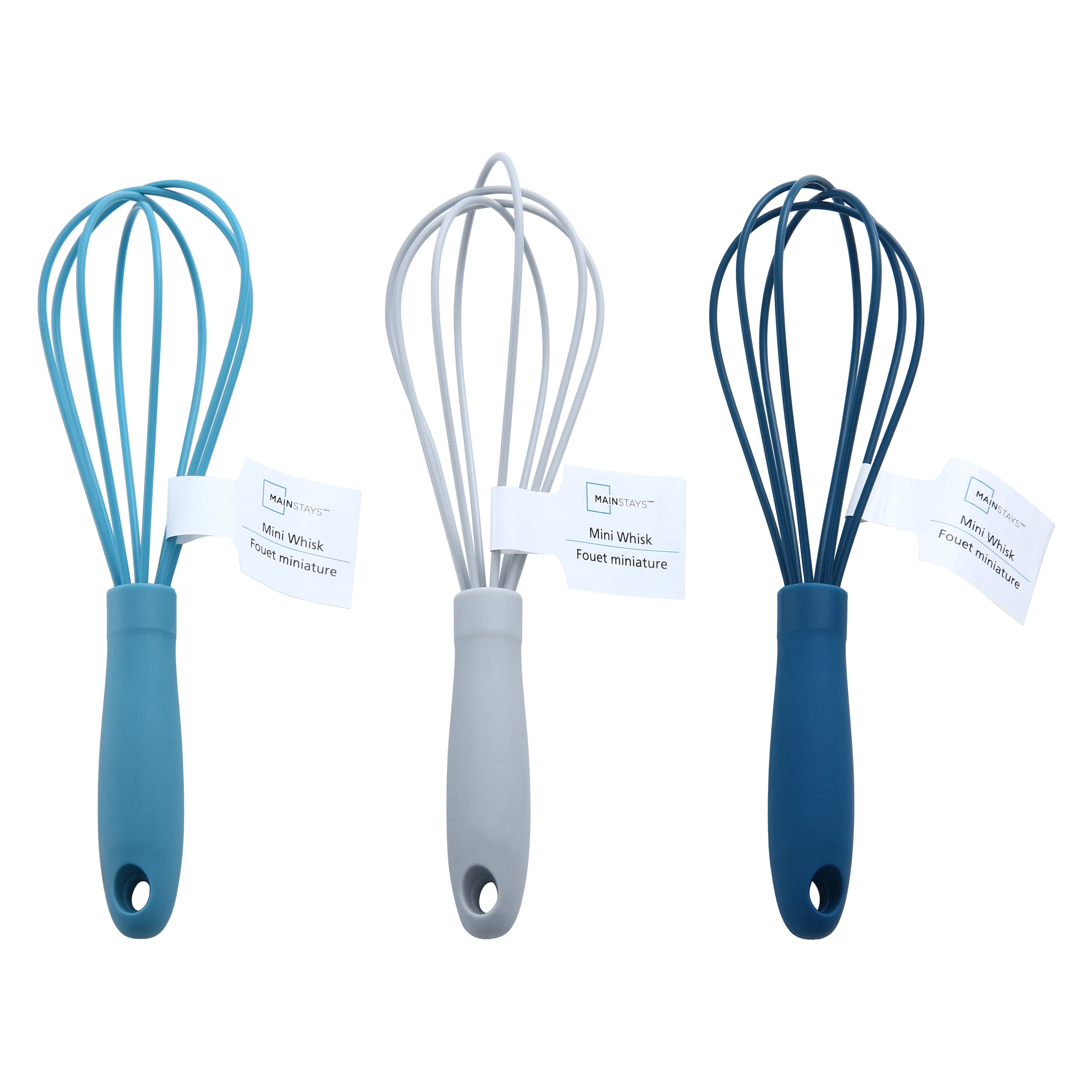 Mainstays Silicone Mini Whisk, Navy, Grey, or Teal, 6.5in