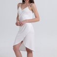 thumbnail image 3 of Ladies Sling Midi Dress Asymmetric Solid Color Slim Fit Backless Vacation Outfit, 3 of 9