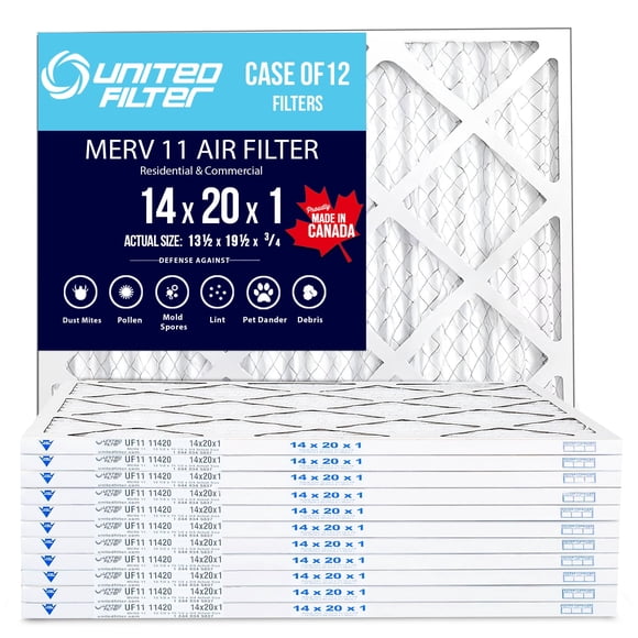 14x20x1 Pleated Furnace Air Filter Pack of 12 – Protective MERV 11 Furnace Filter for Clean, Healthy Air - Efficient, Home Climate Control HVAC Filters - Perfect Replacement House Air Filters