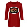 thumbnail image 2 of Uootdi Hauts pour Femmes Manches 3/4 Col Ras du Cou 1976 Imprimé Arc-en-Ciel Rétro Coupe Décontractée T-Shirts Nostalgiques pour Escapade d'Été Cadeau, 2 of 4