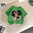 thumbnail image 5 of LUOGENLI T-Shirt pour Filles T-Shirt d'Été pour Filles à Col Rond, Imprimé de Dessin Animé, Décontracté, Ample, à Manches Courtes, T-Shirt Long pour Filles Vert 4-6 Ans, 5 of 5