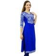 thumbnail image 3 of Phagun Kurta en Coton pour Femmes Tunique Bleue Ethnique Manches 3/4 Kurta-6, 3 of 8