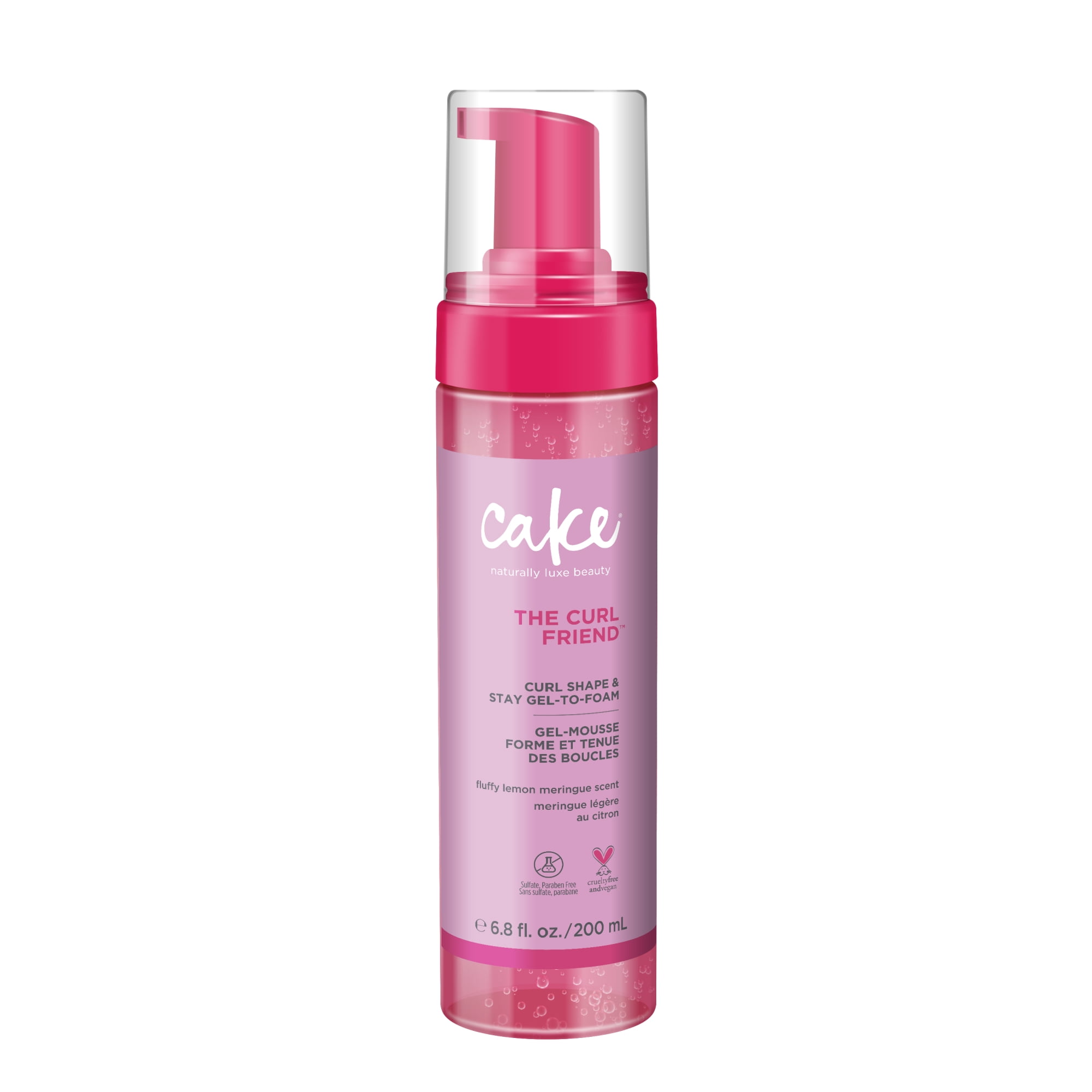 Cake Beauty Gel-to-Foam Curl Styler, The Curl Friend High Hold & Definition - Frizz Protection- Infused with Coconut Oil & Shea Butter - For Curly Hair- 6.8 fl oz