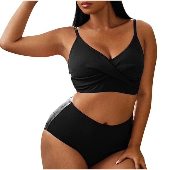 DPTALR Women's Two-Piece Swimsuits High Waist Rise Swimwear Bottoms Ladies Hot Swimming Bikini Sets