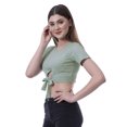 thumbnail image 3 of Moomaya T-Shirt Court à Nœud devant pour Femmes, Manches Courtes, Col Rond, Haut Noué, 3 of 7