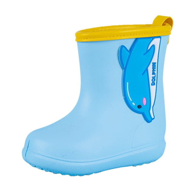 NOKIO Bottes de Pluie Classiques à Col Montant Semelle Antidérapante en TPR Semelle Intermédiaire Résistante aux Perforations Imprimés de Dessins Animés Fantaisistes Construction Waterproof pour Enfants Filles Garçons