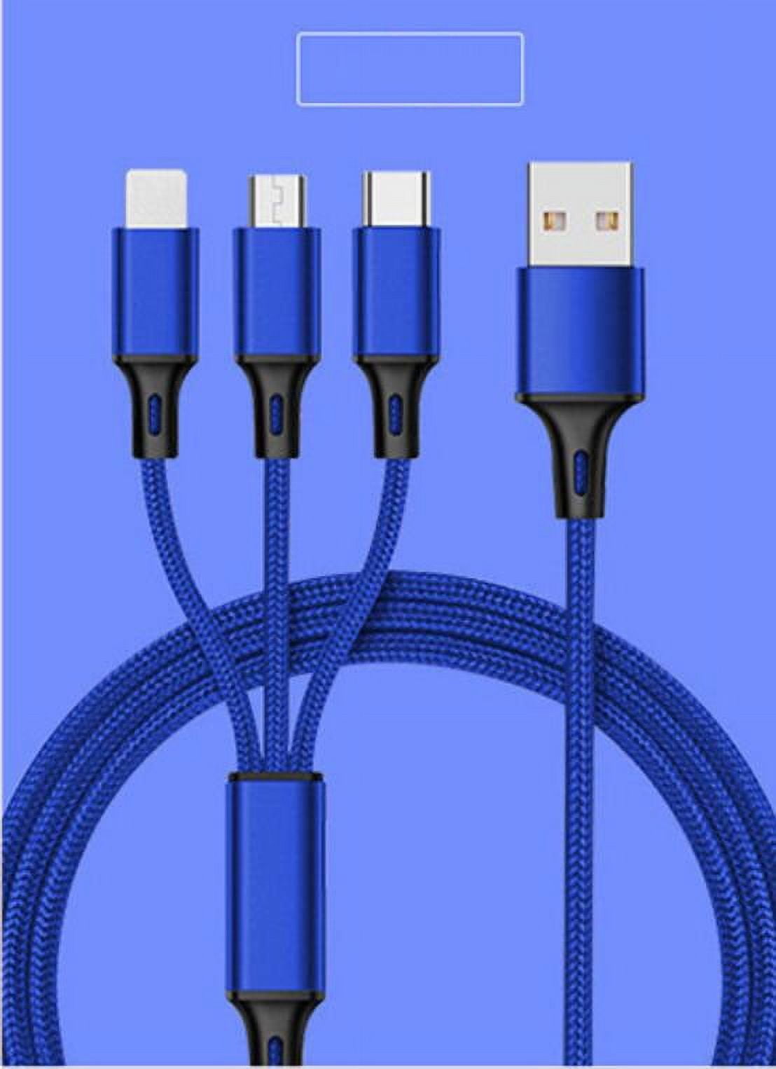 Multi USB cable, 3 in 1 charging cable nylon Multiple charging cable iP Micro USB Type C