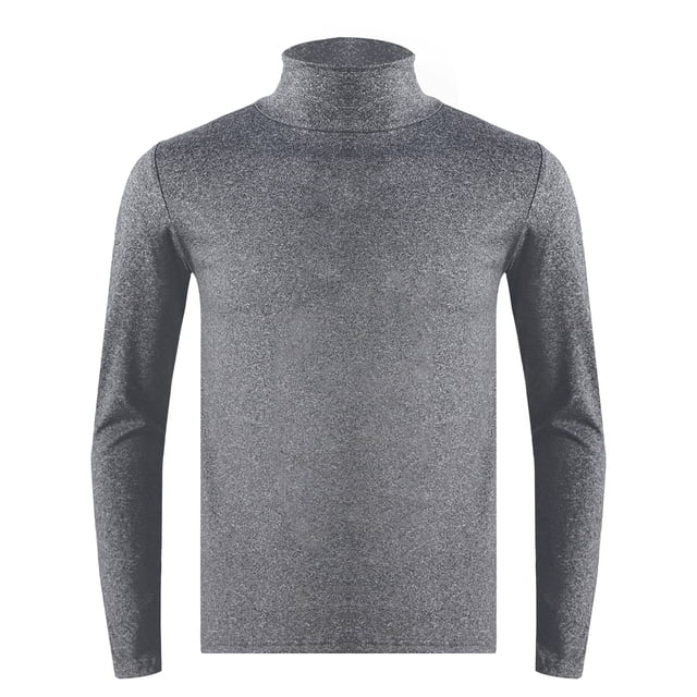YONGHS T-Shirt à Col Roulé Thermique de Base Ajusté pour Homme à Manches Longues Chandail Décontracté Gris Foncé TTG