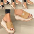 thumbnail image 3 of Oyedens Womens Wedge Platform Espadrilles Sandals Dress Open Toe Chunky Heels Footbed Slippers, 3 of 4