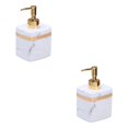 thumbnail image 3 of Ruiboury Distributeur de Savon en Résine Réutilisable pour Table Cuisine Douche Shampoing Salle de Bain Blanc 400ml 2Ensemble, 3 of 6