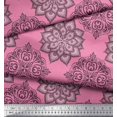 thumbnail image 3 of Soimoi Modal Satin Fabric Floral Mandala Printed Craft Fabric by the Yard 42 Inch Wide, 3 of 3