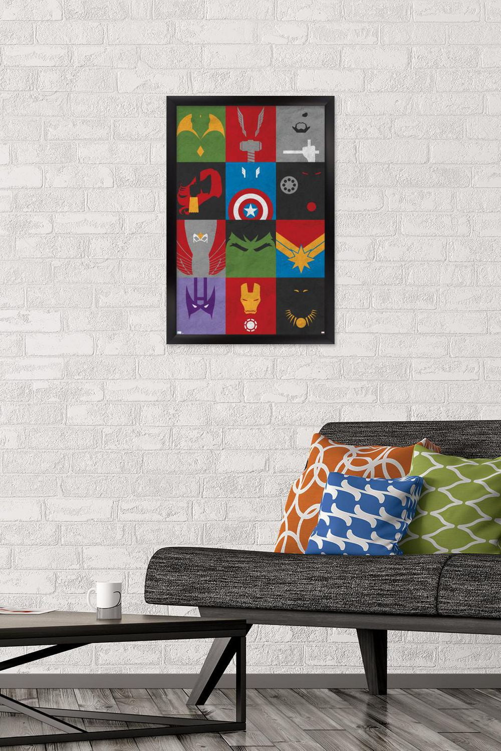 Marvel Comics - Avengers - Minimalist Grid Wall Poster, 14.725" x 22.375" Framed