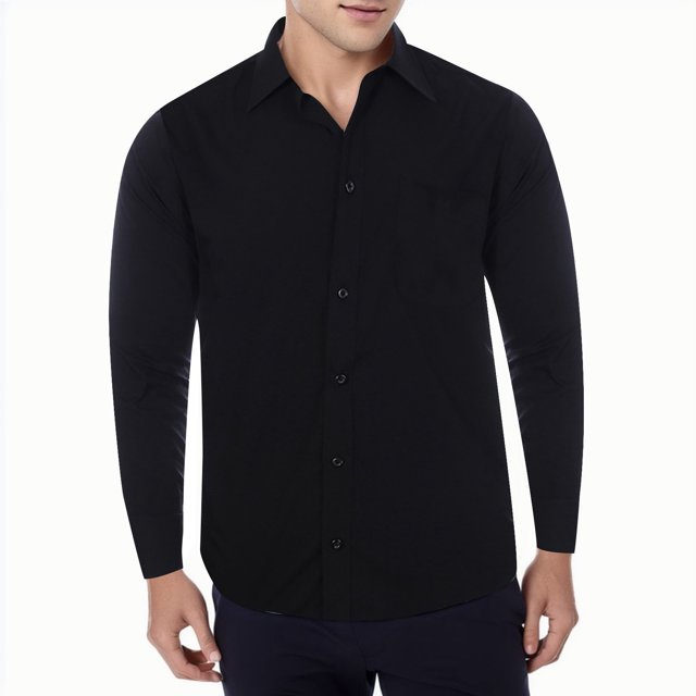 XDZJLR Men Shirt Business Casual Pure Color Lapel Long Sleeve Tee