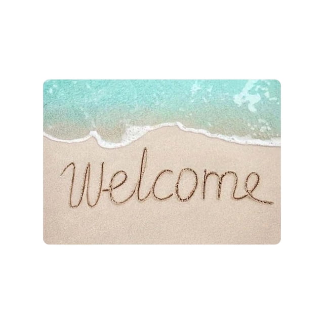 Floor Rug Summer Beach Bathroom Rug Mat Welcome Ocean Coastal Doormats Outdoor Indoor Non Front Door Mat Entry Door Rugs For Balcony Yard Entryway 32"x20" Work Blanket Outdoor Throws 5x5 Rug Blanket