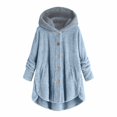 thumbnail image 1 of Womens Cardigan Plus Size Button Plush Tops Hooded Loose Cardigan Wool Coat Winter Jacket Navy Xl, 1 of 3