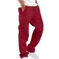 thumbnail image 2 of Men‘s Elastic Waist Loose Fit Lightweight Workwear Casual Cargo Pull On Pants With Multi Pockets, 2 of 5