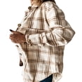 thumbnail image 4 of Women Plaid Shacket Button Down Shirt Long Sleeve Oversized Blouses Tops, 4 of 6