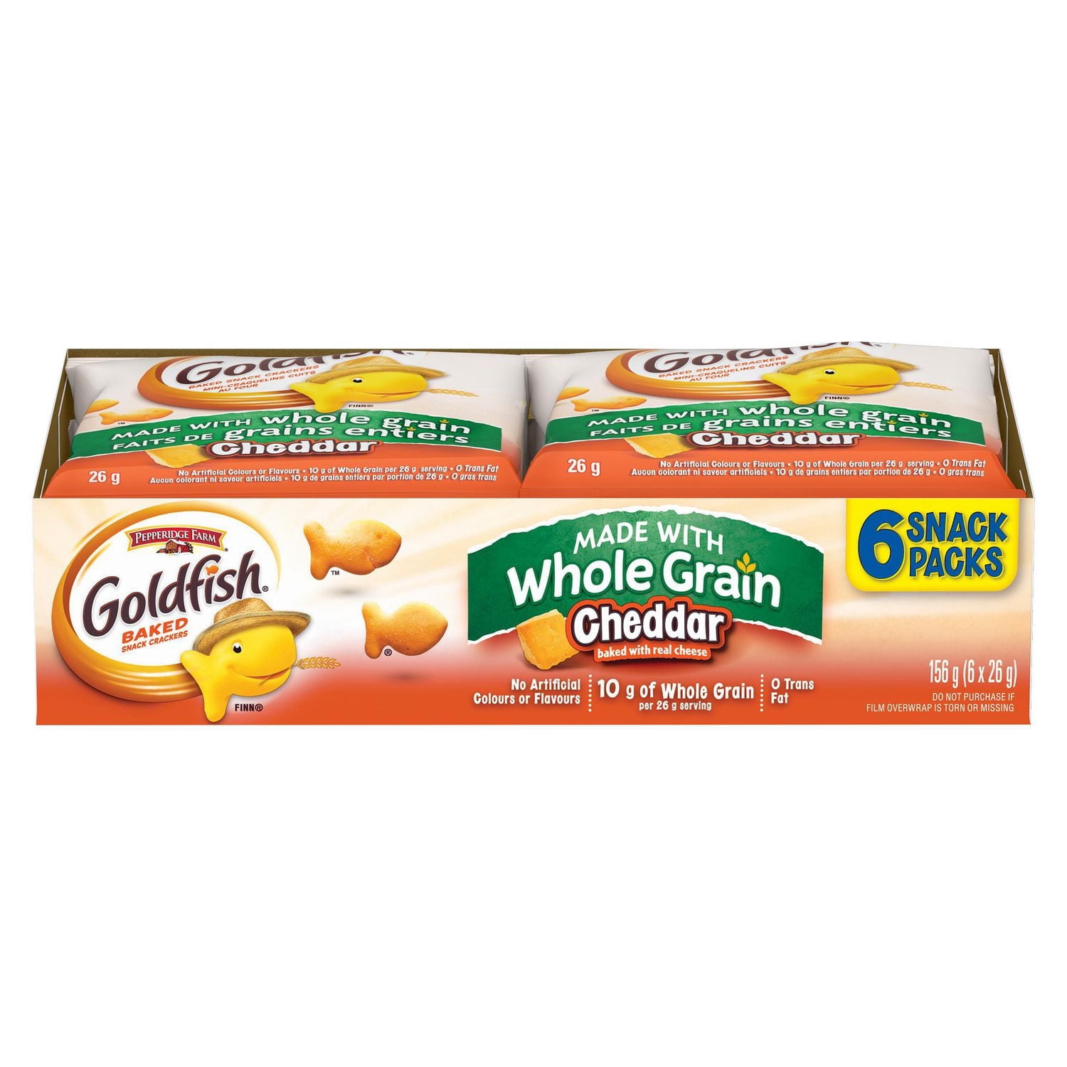Goldfish Craquelins Cheddar Faits de Grains Entiers Paquets Collation 6x26g