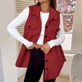 thumbnail image 2 of Tranfacy Gilet en Molleton pour Femmes, Manteaux d'Hiver pour Femmes, Veste Décontractée à Col Rabattu et Boutons, Couleur Unie, 2 of 7