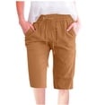 thumbnail image 1 of Timegard Womens Plus Size Shorts Elastic Waisted Drawstring Lightweight Casual Knee Length Shorts with Pockets, 1 of 5