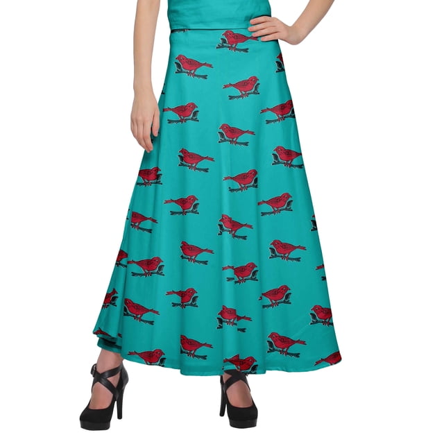 Moomaya Jupe Longue Imprimée pour Femmes Jupe Portefeuille Longue Filles Tenue Décontractée Vêtements