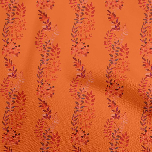 oneOone Coton Soie Tissu Orange Feuilles Matériel de Couture Tissu Imprimé au Mètre 42 Pouces de Large