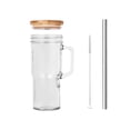 thumbnail image 2 of VVQ Glass Water Cup 24oz with Lid and Straw, 700ml Insulated Beverage Cup with Handle, Clear Glass Coffee Cups for Home Office, Borosilicate Glass Cold Drink Cups with Straw Brush for Women Men, 2 of 7