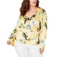 thumbnail image 4 of I.N.C Womens Floral Wrap Blouse, Yellow, Plus Size, 2X, 4 of 5