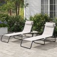 thumbnail image 2 of Outsunny 2 PCs Lounge Chairs, Chaise Lounges with Headrest Cream White, 2 of 10
