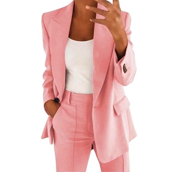 Baberdicy Womens Blazers for Work Professional Women's Elegant Sporty Summer Fitted Jacket Suit Jacket Business Oversize Elegant Spring Thin Transition Jacket ( Pink Xl )