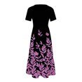 thumbnail image 4 of Dvkptbk Robes d'Été pour Femmes 2024 à Manches Courtes, Robes Midi Évasées, Robe T-Shirt Décontractée à Motif Floral, Robe de Plage Fluide avec Poches P-2TG, 4 of 4