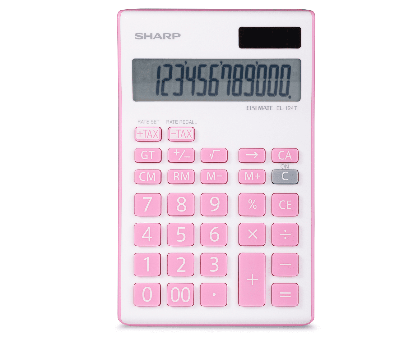 Sharp EL124TPK Desktop Calculator for High School, College & Office Use, Twin Power 12-Digit Display, Tax Keys, 4-Key Memory & GT Function