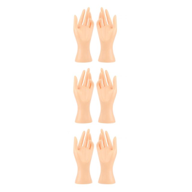 Decodeary 1Pair Female Mannequin Hand Multifunctional for Ring Finger Props Photograph Beige Height 8.46 Inch 3Set