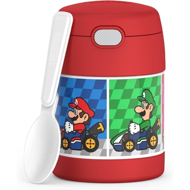 THERMOS FUNTAINER Pot Alimentaire pour Enfants de 10 Onces en Acier Inoxydable, Isolé sous Vide, Mario Kart