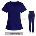 thumbnail image 1 of BVOFAR Scrubs for Women Set V Neck Short Sleeve Tops & Drawstring Jogger Pants Stretch Medical Nursing Uniforms with Pockets, 1 of 4