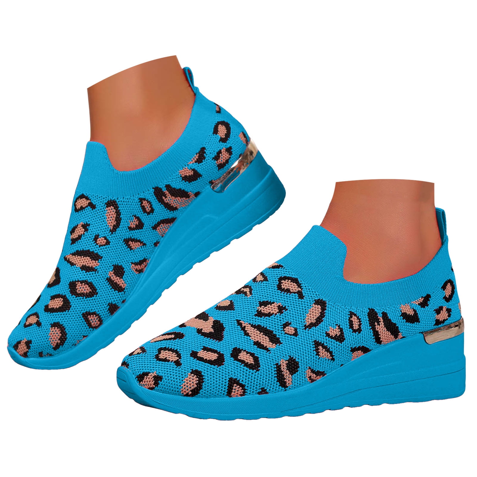 Mepaouo Chaussures de Marche pour Femmes à Enfiler Plateforme Compensée Style Chaussette Antidérapantes en Maille Tennis Course Espadrilles
