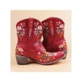 thumbnail image 3 of LUXUR Bottes pour Femmes Brodées Florales Bottines Bout Rond Courtes Rehaussées Chaussures d'Hiver Rouges 11, 3 of 6