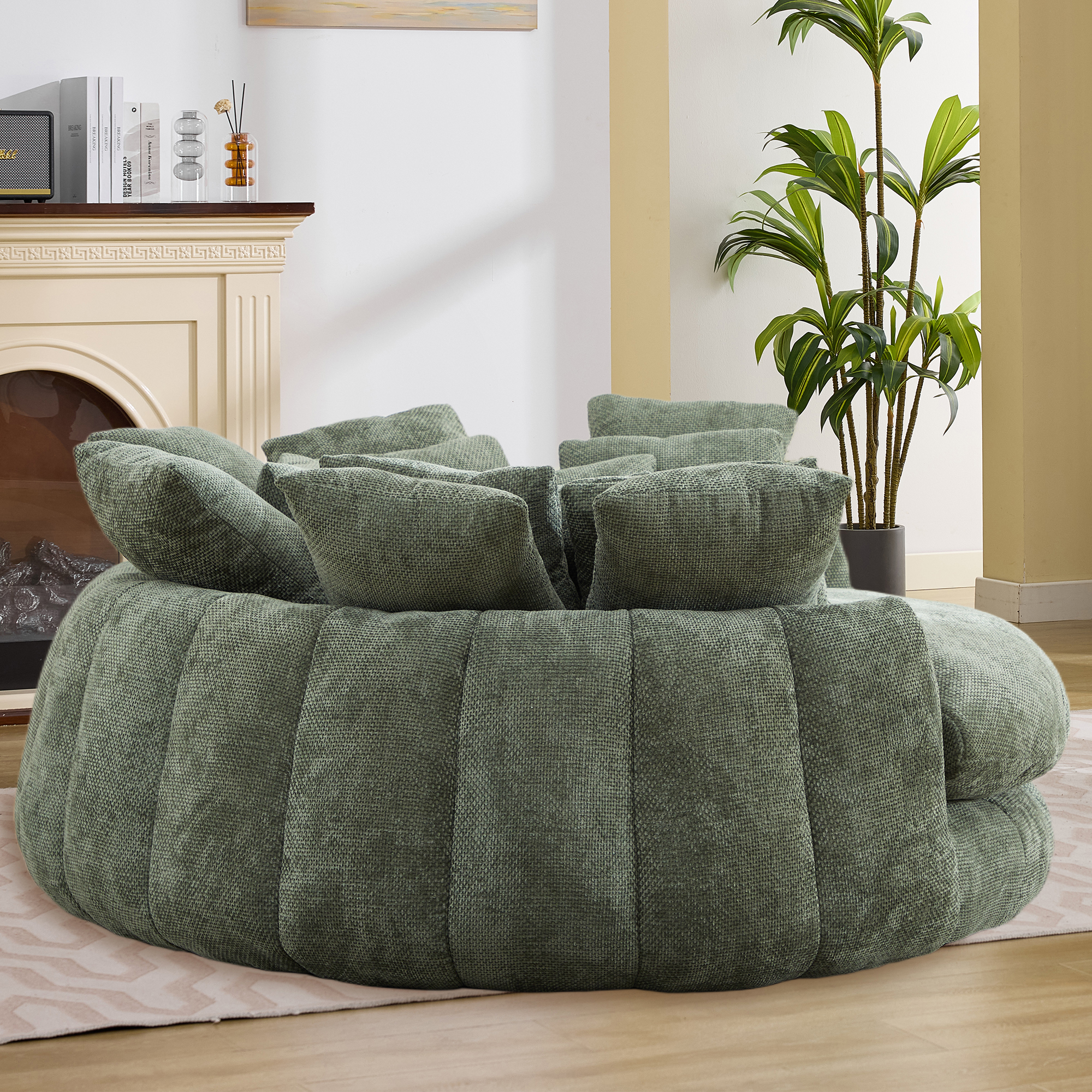 Pouf géant Noble House, méridienne moelleuse et lit convertible, vert olive