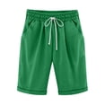 thumbnail image 2 of EGNMCR Womens Shorts Summer Plus Size Solid Five Points Large Size Cotton Linen Drawstring Shorts with Pockets Casual Pants, 2 of 6