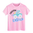 thumbnail image 1 of PMVFHDE Tenue de Pâques Fille T-Shirt Graphique de Pâques / Imprimé Lapin et Oeuf Manches Courtes Col Ras du Cou / T-Shirt de Fête en Coton Doux pour Tout-Petit / Tenue Décontractée Printemps Été Rose, 3-4 Ans, 1 of 4